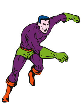 cartoon super hero running punching png