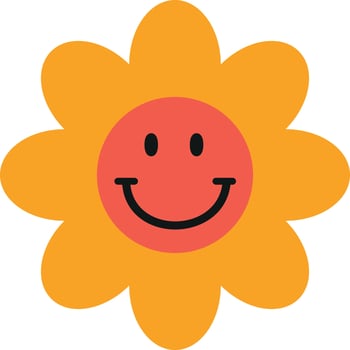 Funny groovy flower with emoji vector