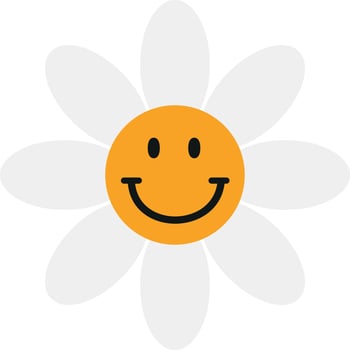 Daisy groovy flower with emoji vector