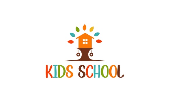 Kiddie school elementary colorful vector logo design illustration