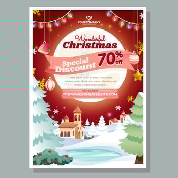 Starry Wonderful Christmas Sale Discount Poster vector