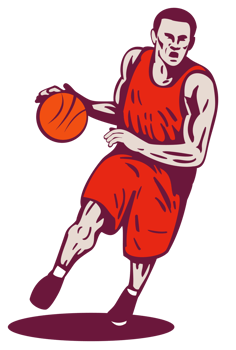 Basketball Player Dribbling Ball Retro png