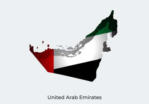 United Arab Emirates flag. Paper cut style design of official world flag. Map concept. Fit for banner, background, poster, anniversarry template, festival holiday, independent day. Vector eps 10