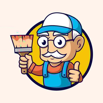 Cartoon Painter logo mascot, painter logo template vector