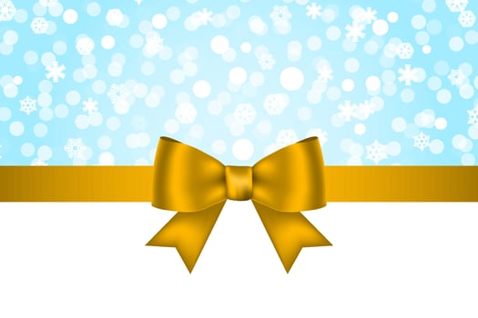 Christmas card invitation with snowflakes blue background with bow vector