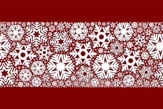 Christmas red background with snowflakes and light vector