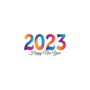Happy New Year 2023  colorful number logo  brochure design template  card  banner Isolated on white background  Vector illustration