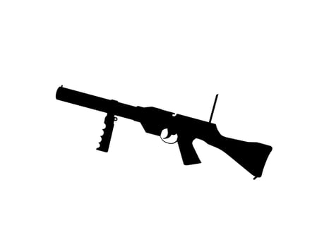 Silhouette of Weapon Gun for Logo, Pictogram, Art Illustration, Website or Graphic Design Element. Vector Illustration