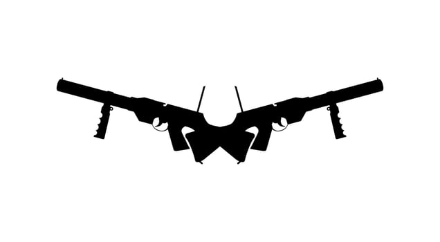 Silhouette of Weapon Gun for Logo, Pictogram, Art Illustration, Website or Graphic Design Element. Vector Illustration