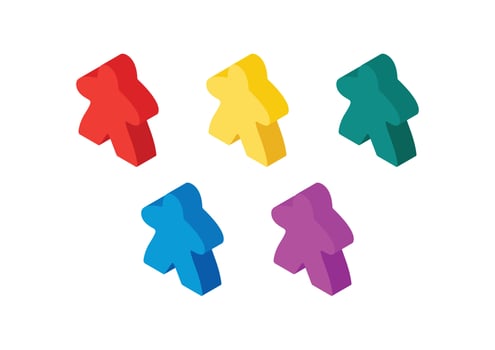 Multicolor meeple isometric vector illustration