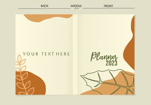 Set of planner cover templates with line art floral. pastel backgrounds with leaves decorations. Designs is for notebook, planner, diary, poster, card. Size A4. Vector illustration