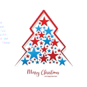 Merry christmas tree design made with stars on white background vector