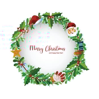 Beautiful artistic christmas wreath decorative card background vector