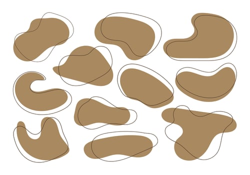 Set of Irregular organic blob shapes with lines vector