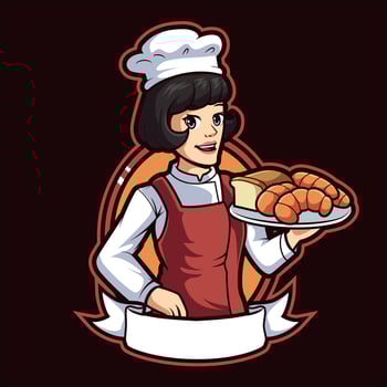 female chef cartoon mascot illustration vector