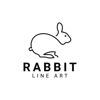 Minimal Creative line art logo of Rabbit, Abstract Bunny logo vector