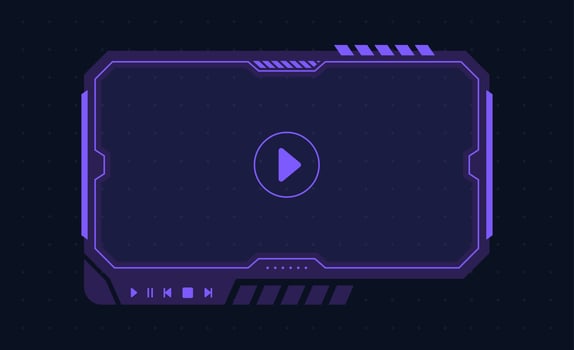 Landscape frame for video media player interface. Online stream futuristic technology style. vector