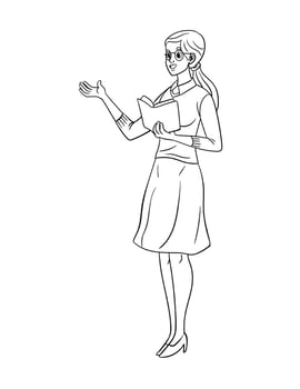School Teacher Isolated Coloring Page for Kids vector