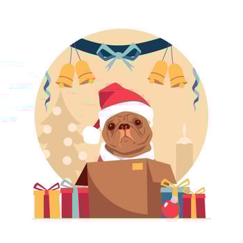 Cute Santa Paws Concept vector