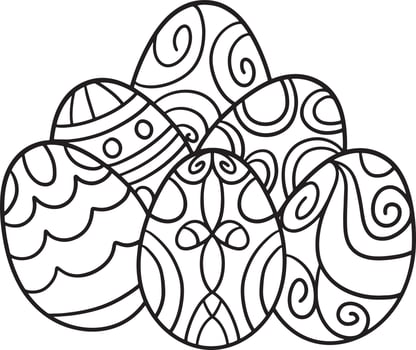 Six Easter Eggs Isolated Coloring Page for Kids vector