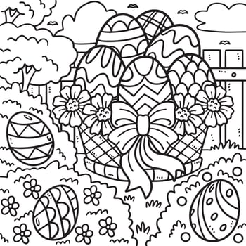 Easter Egg Basket Coloring Page for Kids vector