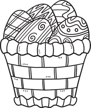 Easter Egg Basket Isolated Coloring Page for Kids vector