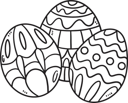 Three Easter Eggs Isolated Coloring Page for Kids vector