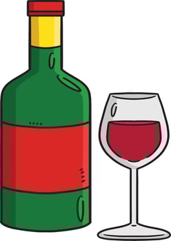 Glass And Wine Cartoon Colored Clipart vector