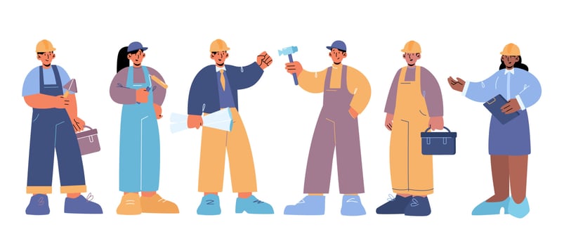 Construction worker, builder, engineer, technician vector