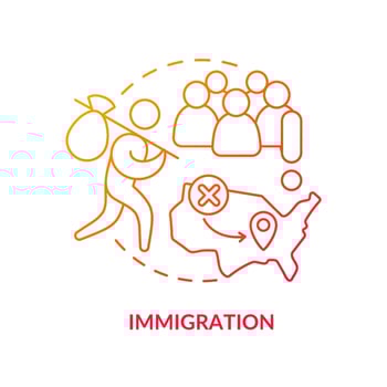 Immigration red gradient concept icon. Aliens increasing social problem. Overpopulation cause abstract idea thin line illustration. Isolated outline drawing. vector