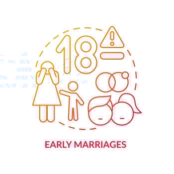 Early marriages red gradient concept icon. Teenagers and children. Social effect of overcrowding abstract idea thin line illustration. Isolated outline drawing. vector