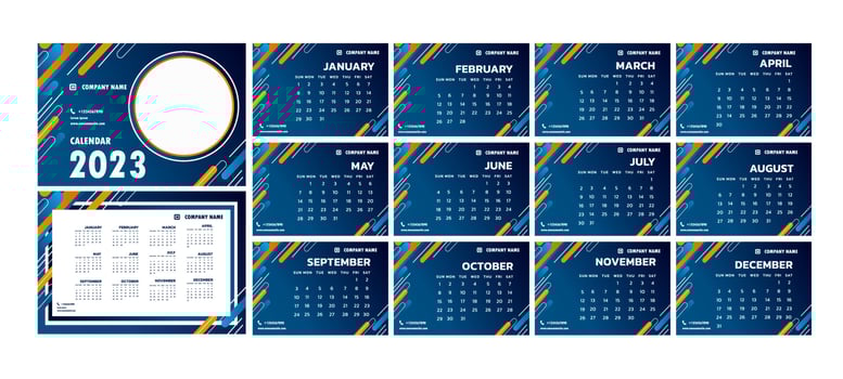 Business Desk Calender 2023 Template vector