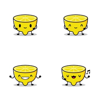 vector illustration of kawaii lemon emoji sticker