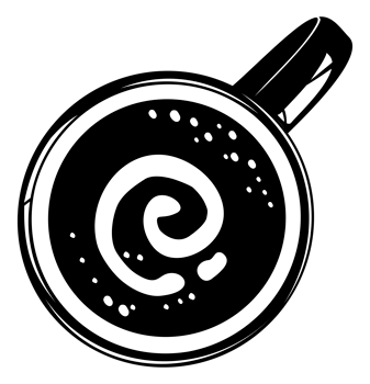 Coffee Cup Silhouette. Top View. Coffee Cup Illustration for Logo or Graphic Design Element. Format PNG