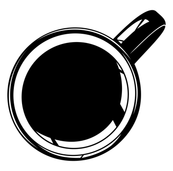 Coffee Cup Silhouette. Top View. Coffee Cup Illustration for Logo or Graphic Design Element. Format PNG