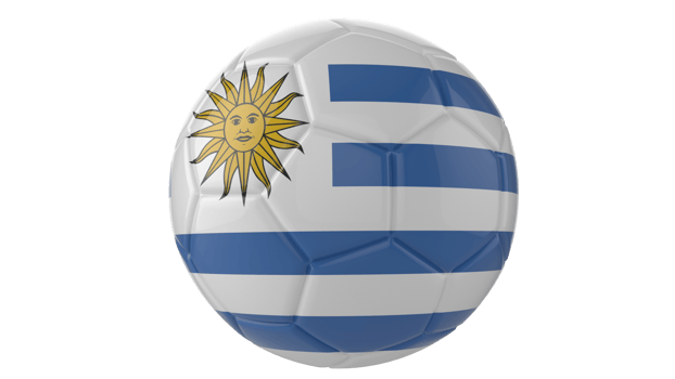3d realistic soccer ball with the flag of Uruguay isolated on transparent PNG background