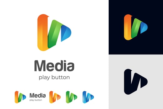 Play button media music icon logo design, colorful media play technology logo element for music audio, Streaming service app, video icon logo vector