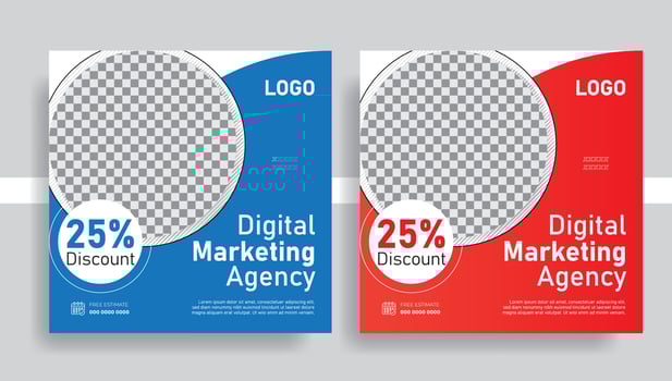 Digital Marketing Agency Social Media Template Design, Trendy Editable Professional digital business agency marketing social media post and banner template design. Promotion Corporate advertising Web. vector