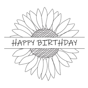 Happy Birthday frame from flower. Hand draw doodle vector illustration.