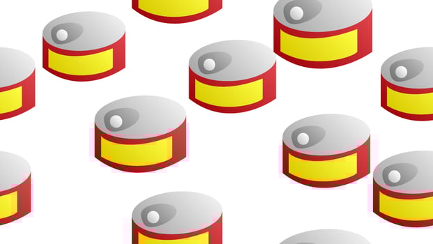 Black Canned food icon isolated seamless pattern on white background. Food for animals. Pet food can. Vector Illustration