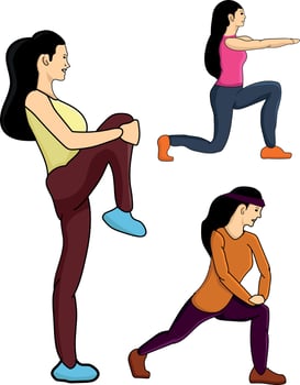 flat illustration stretching before sport vector