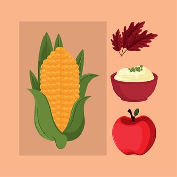 set of thanksgiving food vector