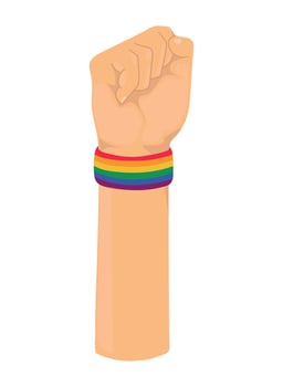hand with pride bracelet vector