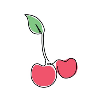 cherry fruit line drawing vector