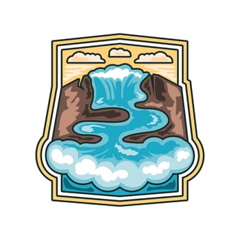 river adventure badge vector