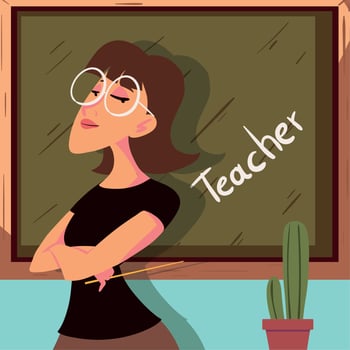 female teacher and chalkboard vector