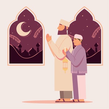 people praying muslim culture vector