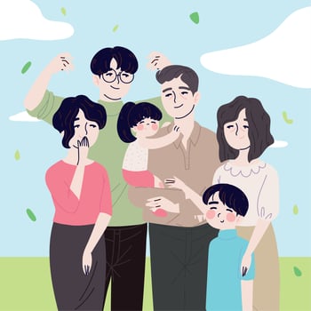 Korean family in the park vector
