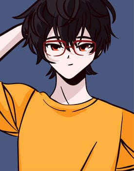 anime boy with glasses vector