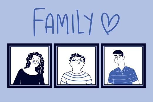 happy family, line art vector